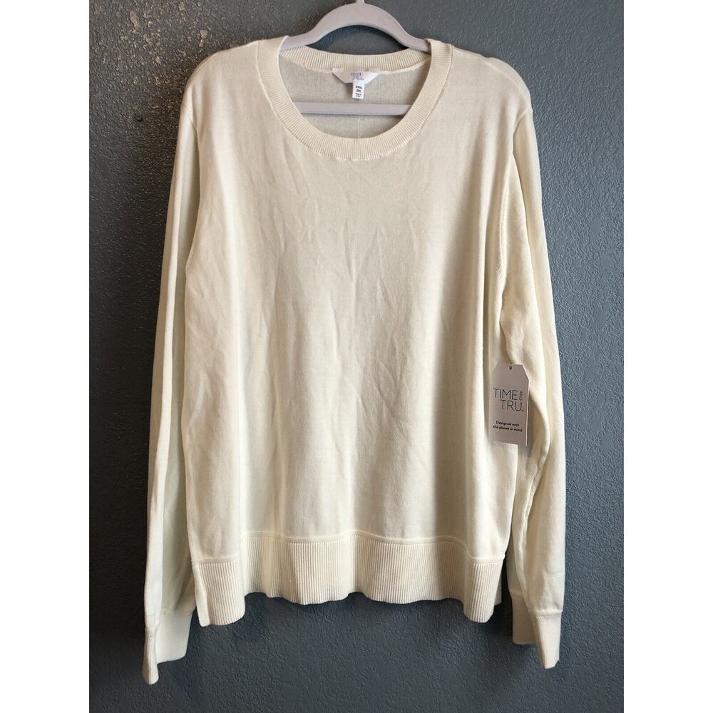 Time & Tru Womens Sweater XXXL‎ Winter White Long Sleeve Cozy TINY FLAW